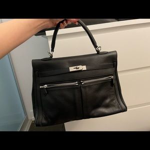 Hermes style real calf leather hand made bag
